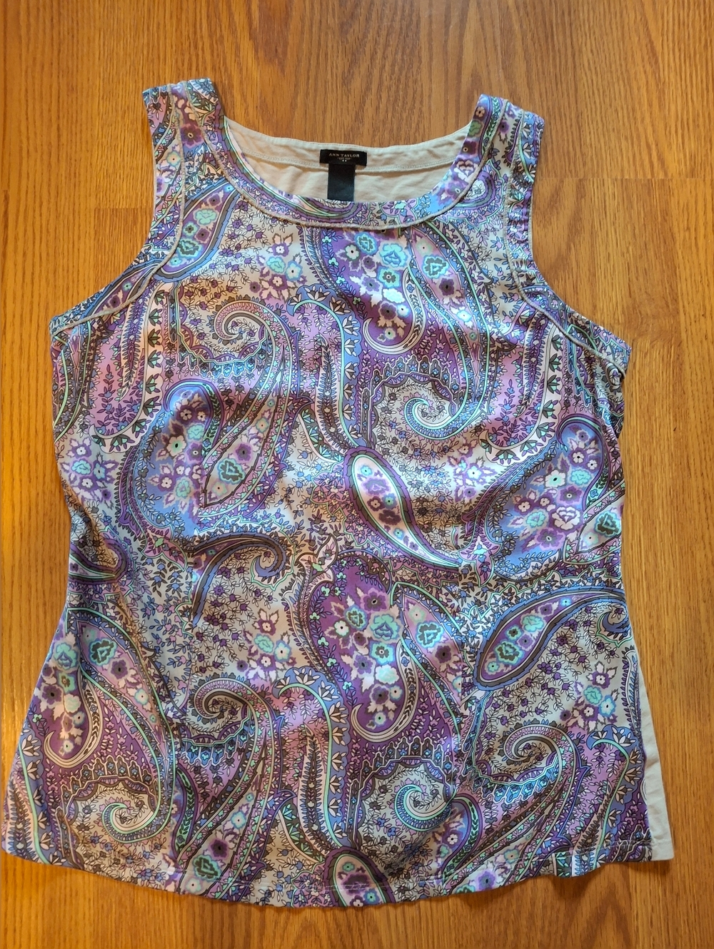 Paisley Print Sleeveless Top - Purple